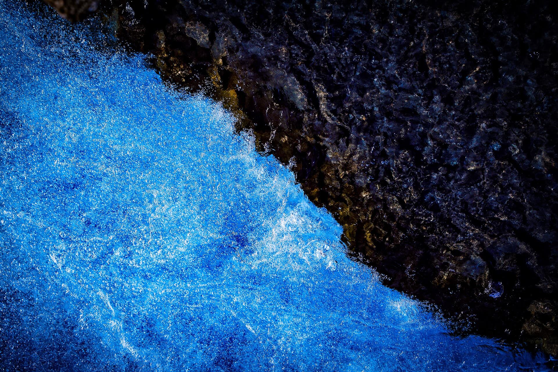 Bright blue glacial water